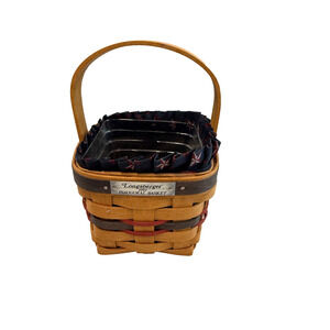 Vintage 1993 Longaberger Inaugural Basket w/Liner &Protector 5"L x 5"W x 4.5"H